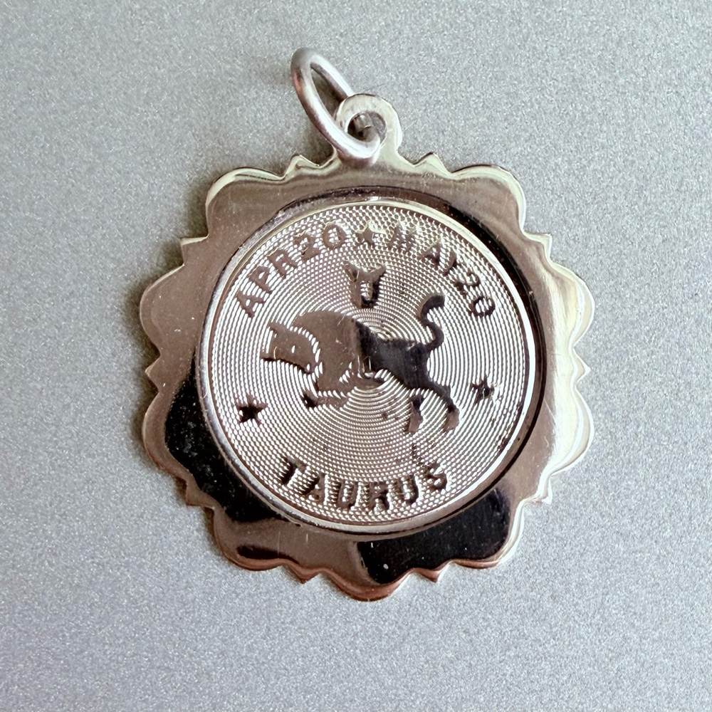 Sterling Silver 925 Taurus Bull Zodiac Horoscope Charm Pendant